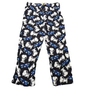 Peanuts Snoopy Fleece Pajama Pants Women's Size XL Black Check Out These‎ Guns